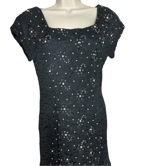 Elegant Black Sequined Lace Evening Dress Women’s Size Small - Picture 7 of 13